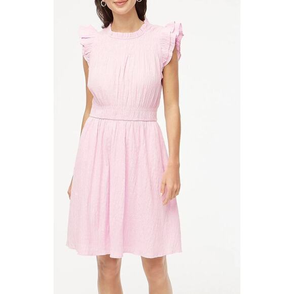 J. Crew Gauze Dress Flutter Sleeve A-Line Mini Orchid Flower Purple NWT M - Picture 2 of 11